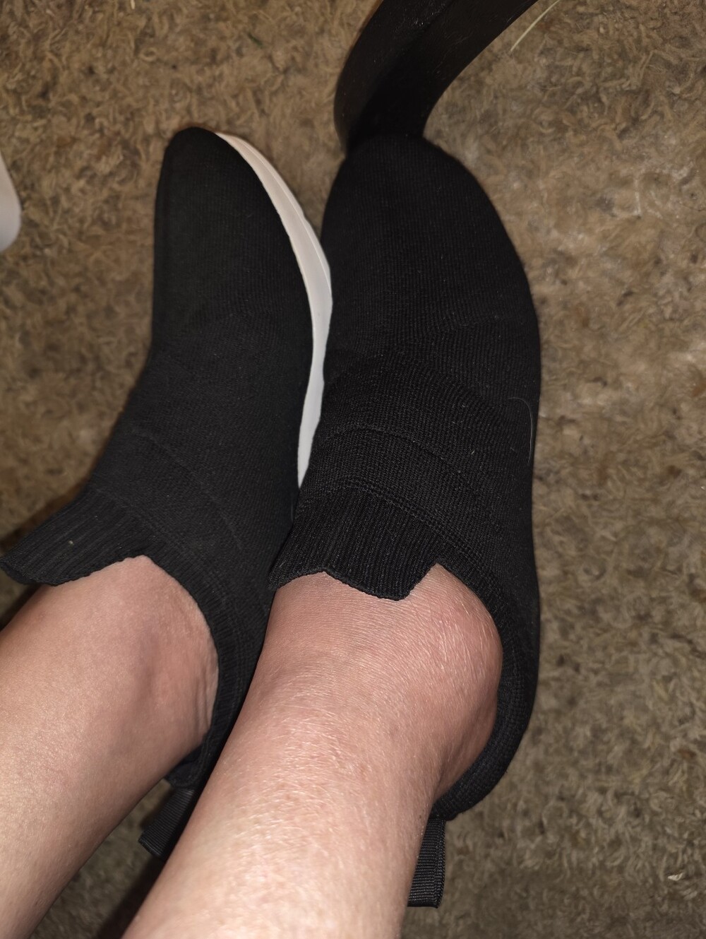 DKNY Black Knit Slip-On Ankle Booties with White Sole